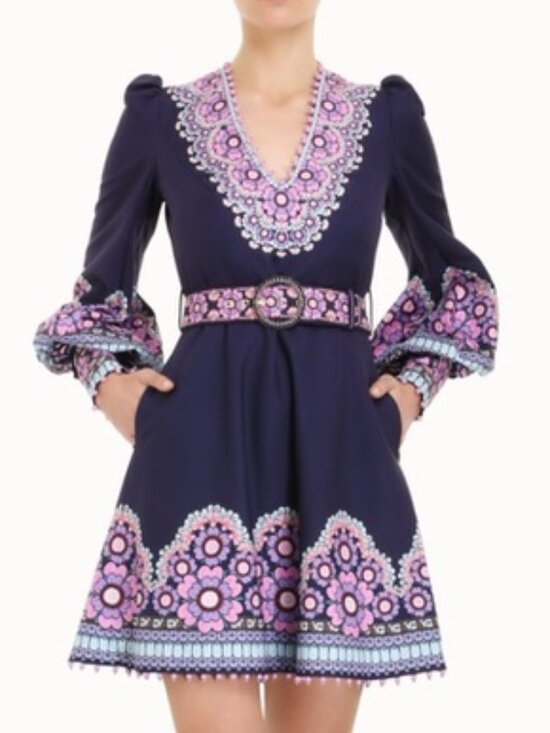 Zimmermann Dresses & Skirts - Zimmermann Dark Purple Dress with Pink Floral Design